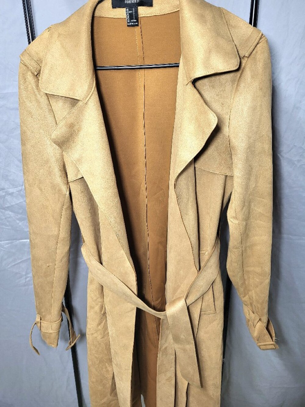 Forever 21 Long Suede Brown Jacket Size L